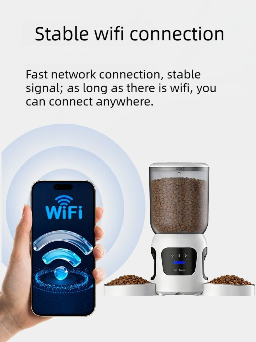 6L Dual-Bowl Smart Pet Feeder with Dual Cameras & AI Recognition – 180° View, APP Control