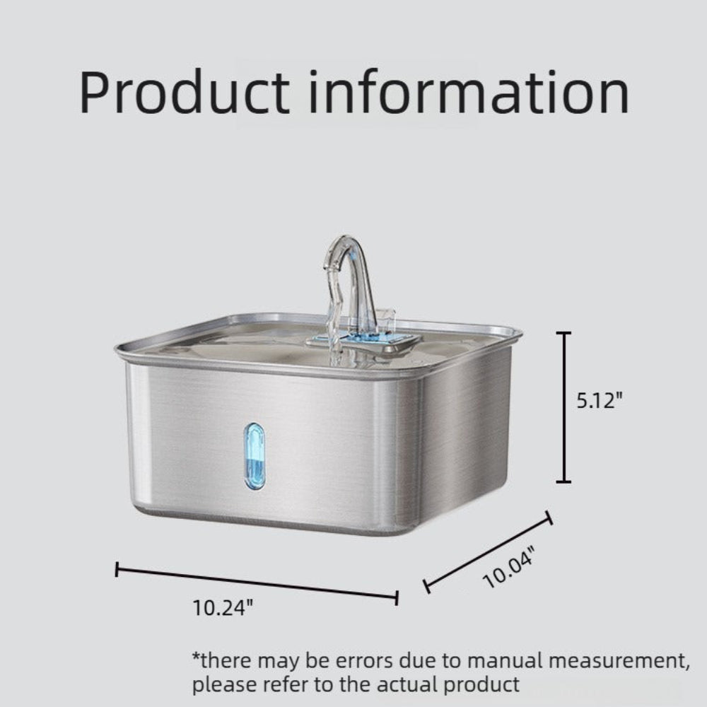 7L Stainless Steel Pet Water Fountain – 180° Infrared Sensor, 4-Stage Filtration, Ultra-Quiet