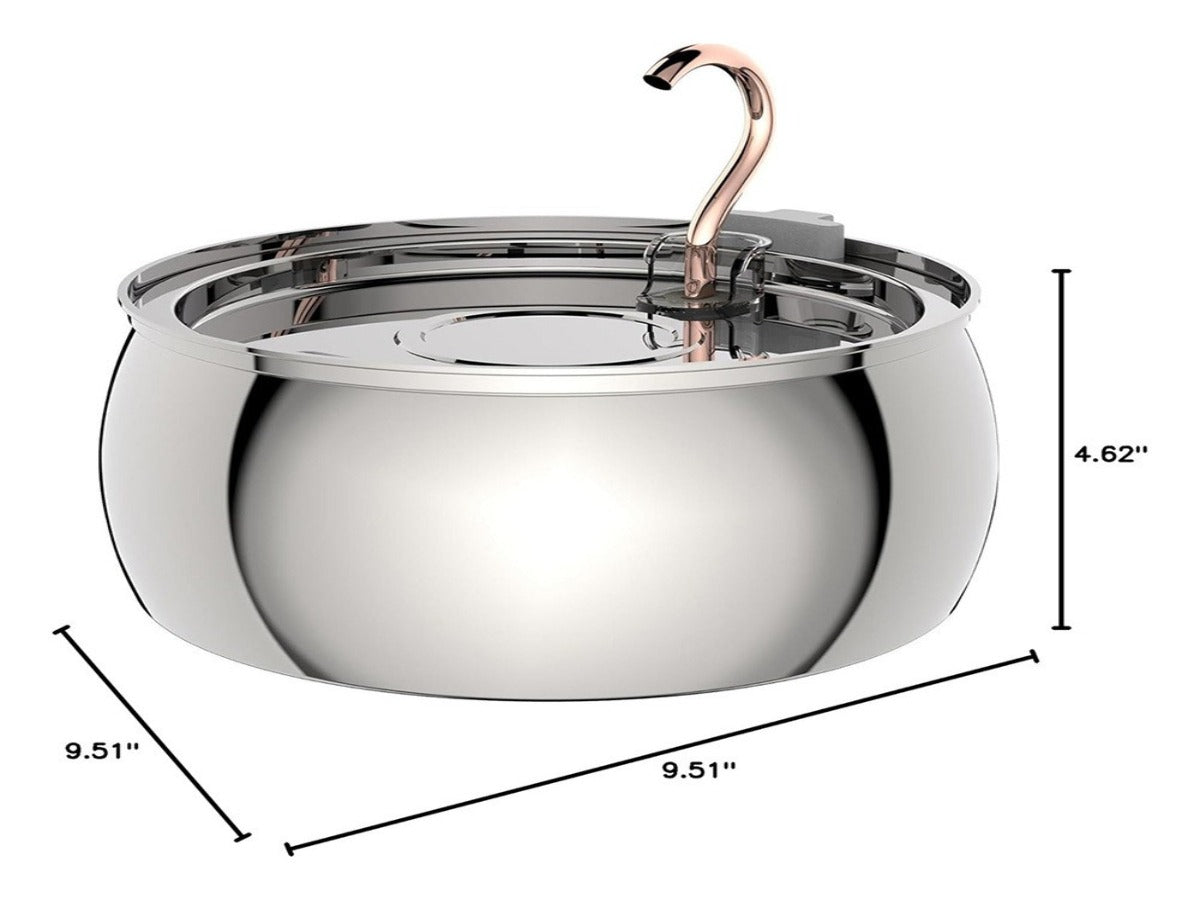 4L Copper Pipe Stainless Steel Pet Fountain – ≤20dB Ultra-Quiet, Multi-Stage Filtration