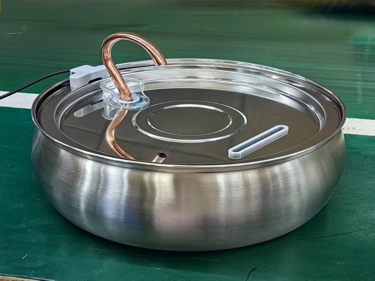 4L Copper Pipe Stainless Steel Pet Fountain – ≤20dB Ultra-Quiet, Multi-Stage Filtration