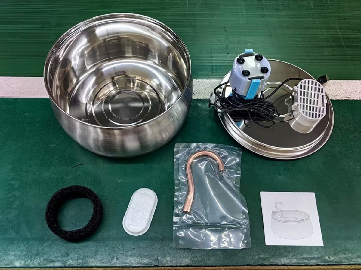 4L Copper Pipe Stainless Steel Pet Fountain – ≤20dB Ultra-Quiet, Multi-Stage Filtration