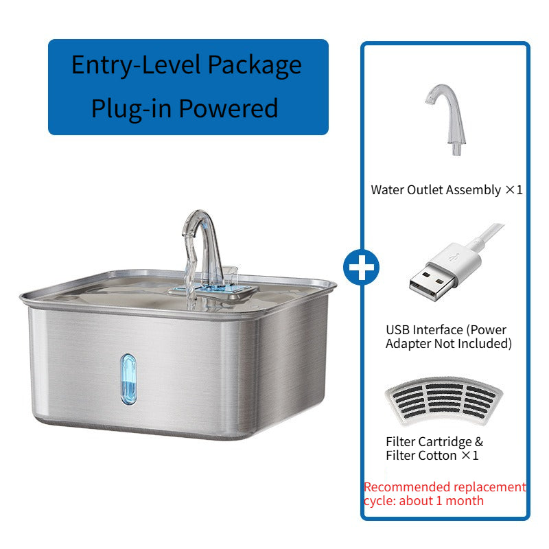 7L Stainless Steel Pet Water Fountain – 180° Infrared Sensor, 4-Stage Filtration, Ultra-Quiet