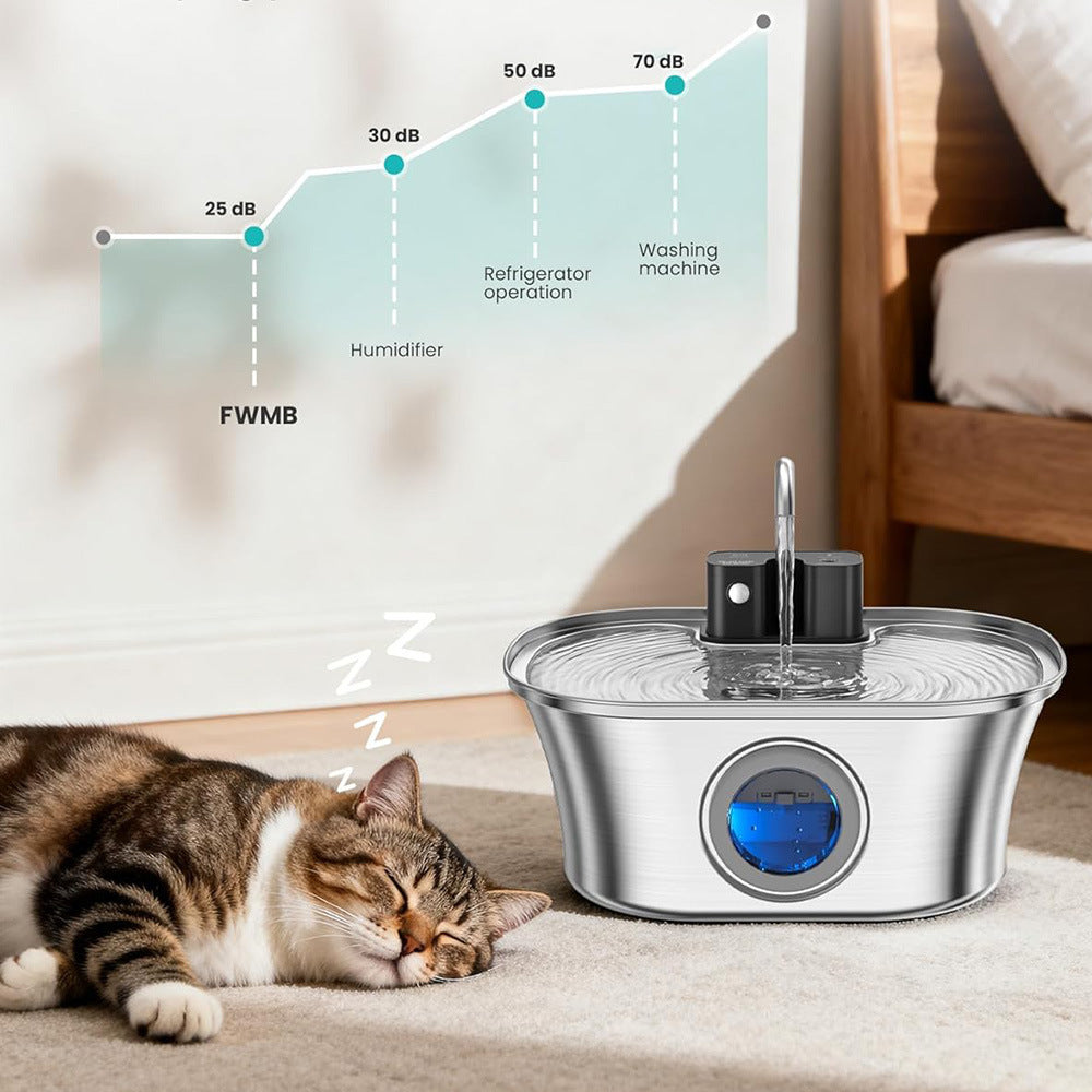 3.2L Stainless Steel Pet Fountain Operating in Silent Bedroom Environment