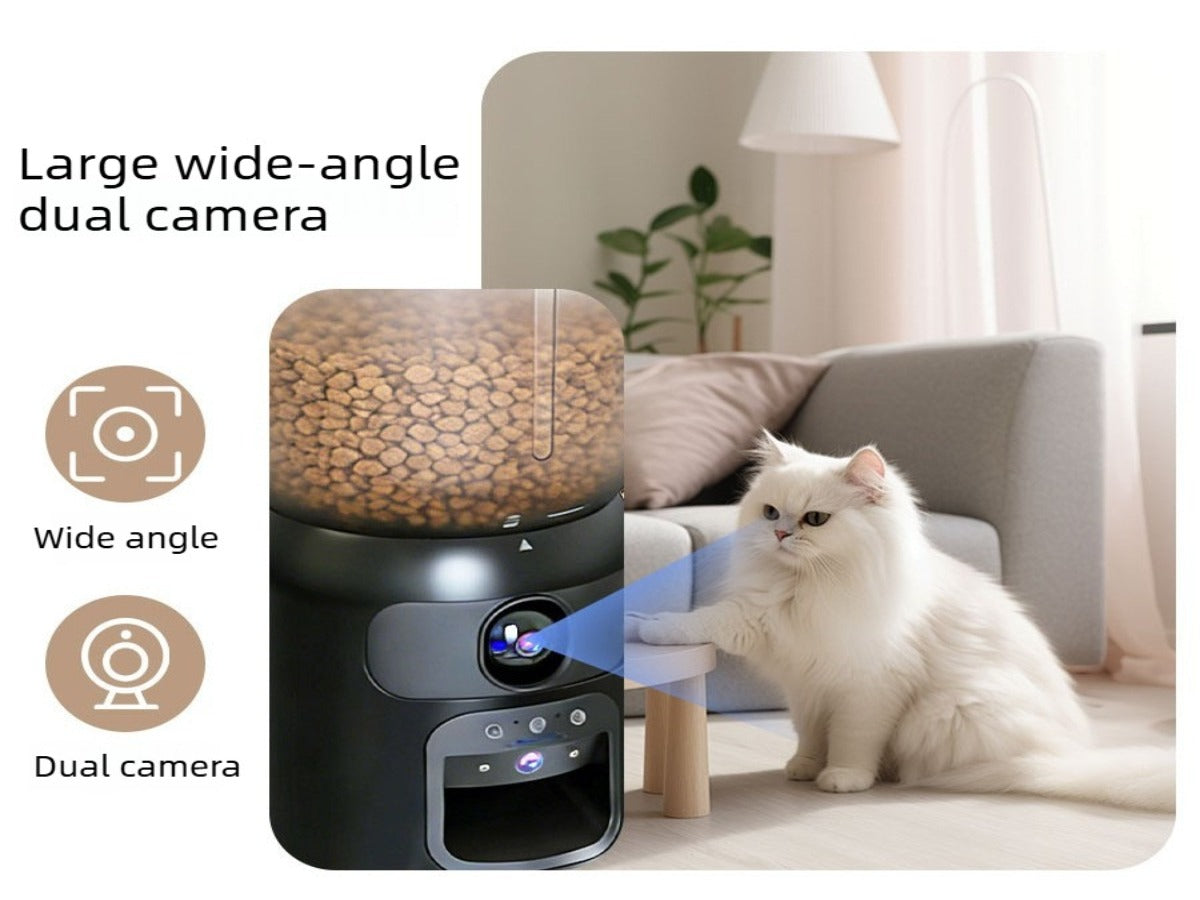6L Automatic Pet Feeder with HD Camera & Two-Way Audio – APP Controlled, Laser Toy, Perfect for Cats & Small Dogs