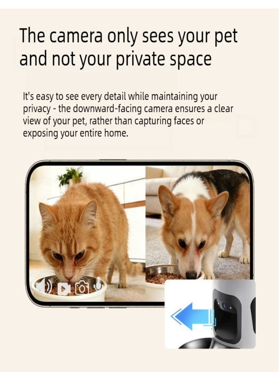 6L Dual-Bowl Smart Pet Feeder with Dual Cameras & AI Recognition – 180° View, APP Control