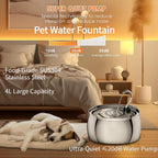 4L SUS304 Stainless Steel Pet Fountain with Elegant Copper Pipe Spout – Front View