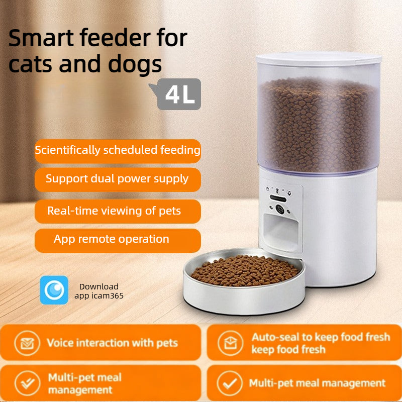 4L Smart Automatic Pet Feeder with 3MP F2.6 Camera – Front View