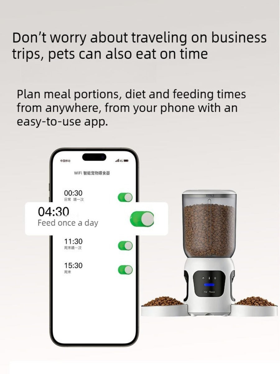6L Dual-Bowl Smart Pet Feeder with Dual Cameras & AI Recognition – 180° View, APP Control
