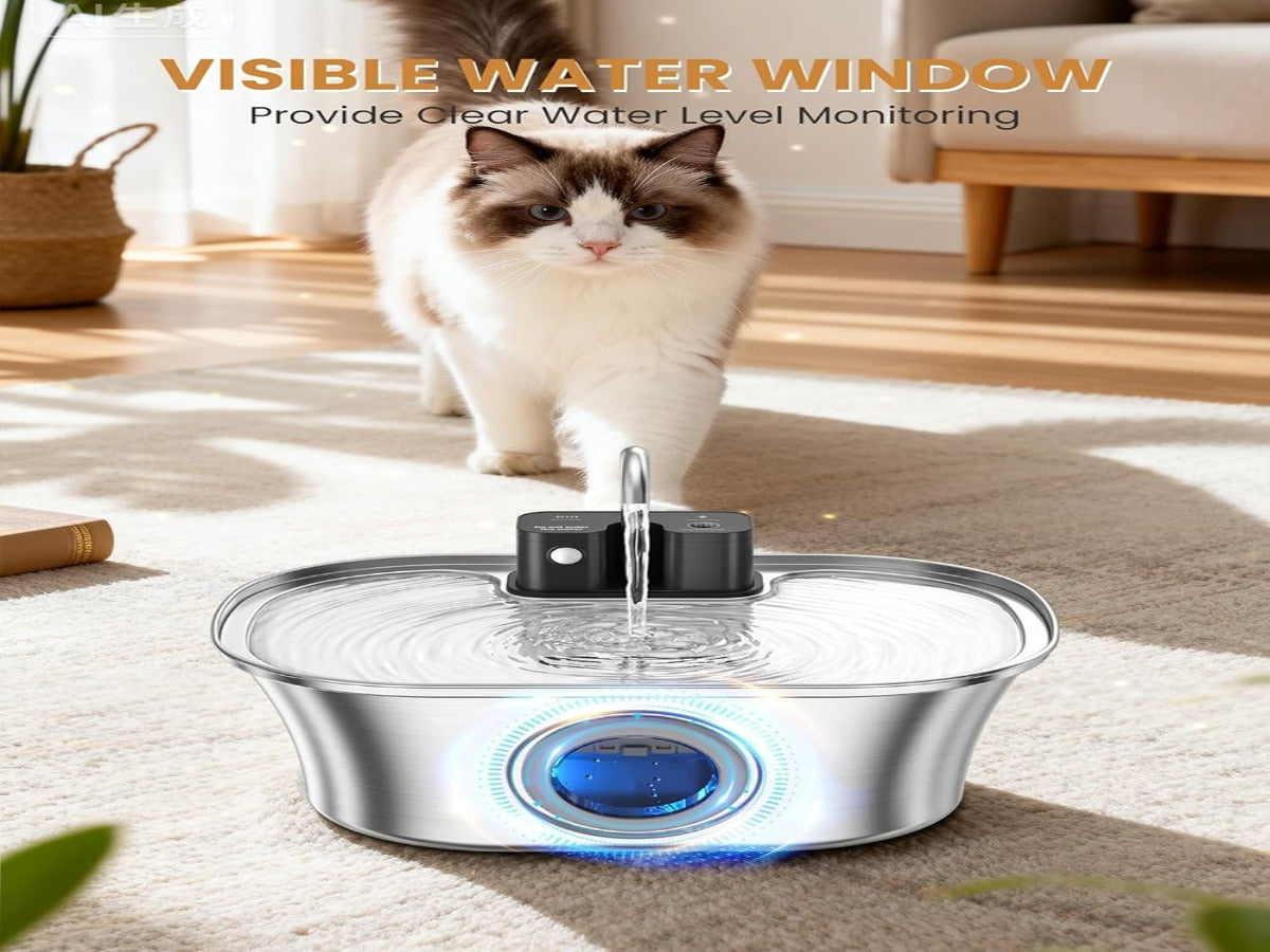 3.2L Stainless Steel Wireless Pet Fountain – 4200mAh, Ultra-Quiet <25dB, 3 Smart Modes
