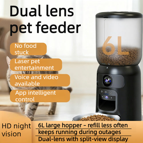 6L Smart Pet Feeder with Built-in Laser Toy and 2.0MP HD Camera – Front View
