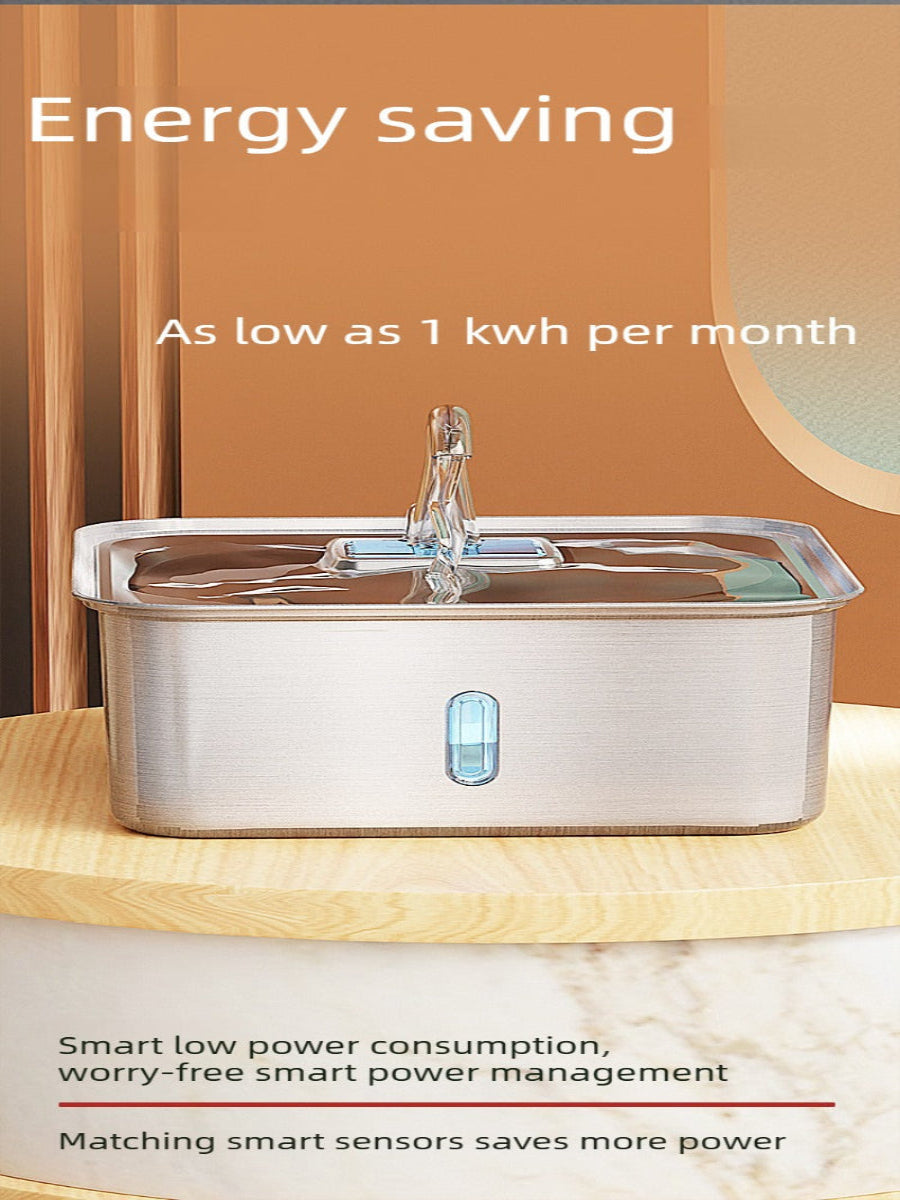 7L Stainless Steel Pet Water Fountain – 180° Infrared Sensor, 4-Stage Filtration, Ultra-Quiet
