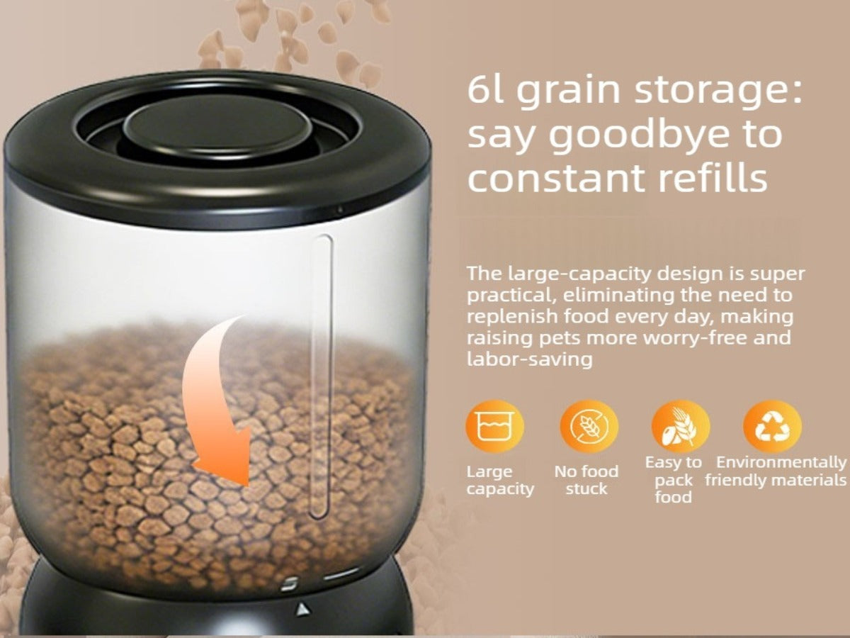 6L Automatic Pet Feeder with HD Camera & Two-Way Audio – APP Controlled, Laser Toy, Perfect for Cats & Small Dogs