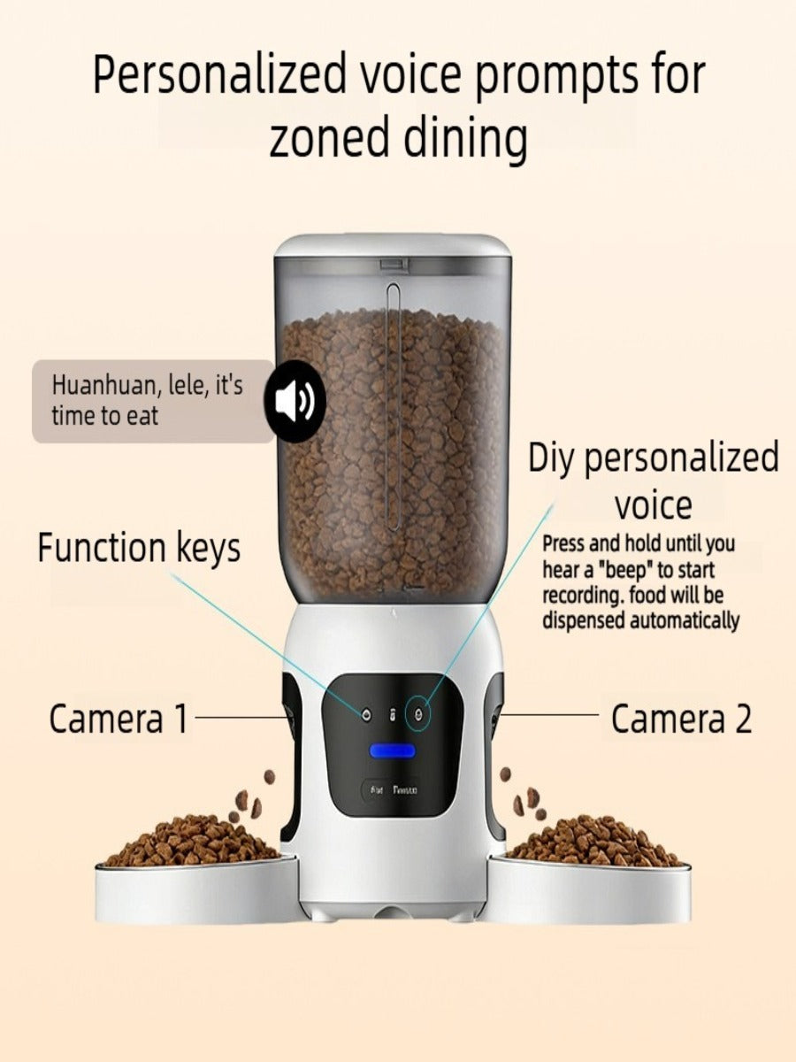 6L Dual-Bowl Smart Pet Feeder with Dual Cameras & AI Recognition – 180° View, APP Control