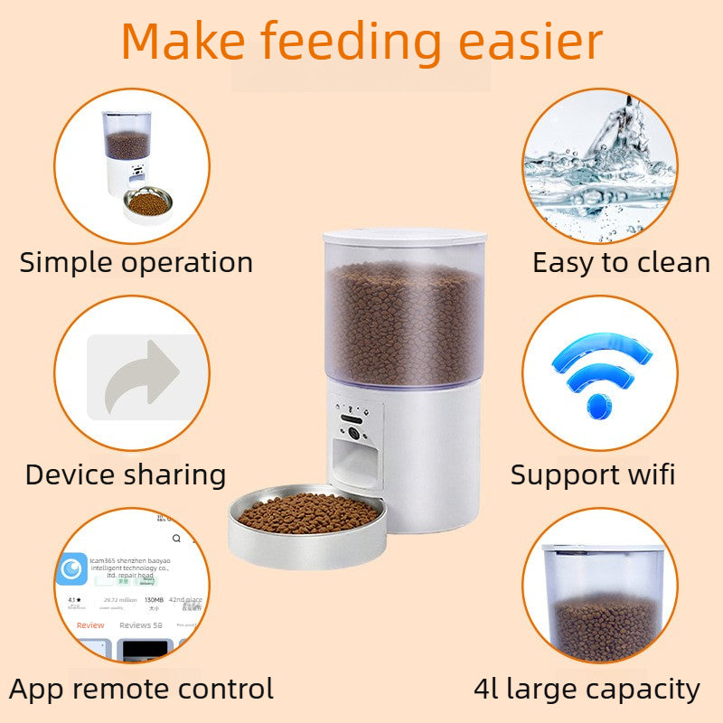 4L Smart Pet Feeder with 3.0MP HD Camera & Two-Way Audio – APP Control, Night Vision, Dual-Band WiFi, Perfect for Cats & Dogs