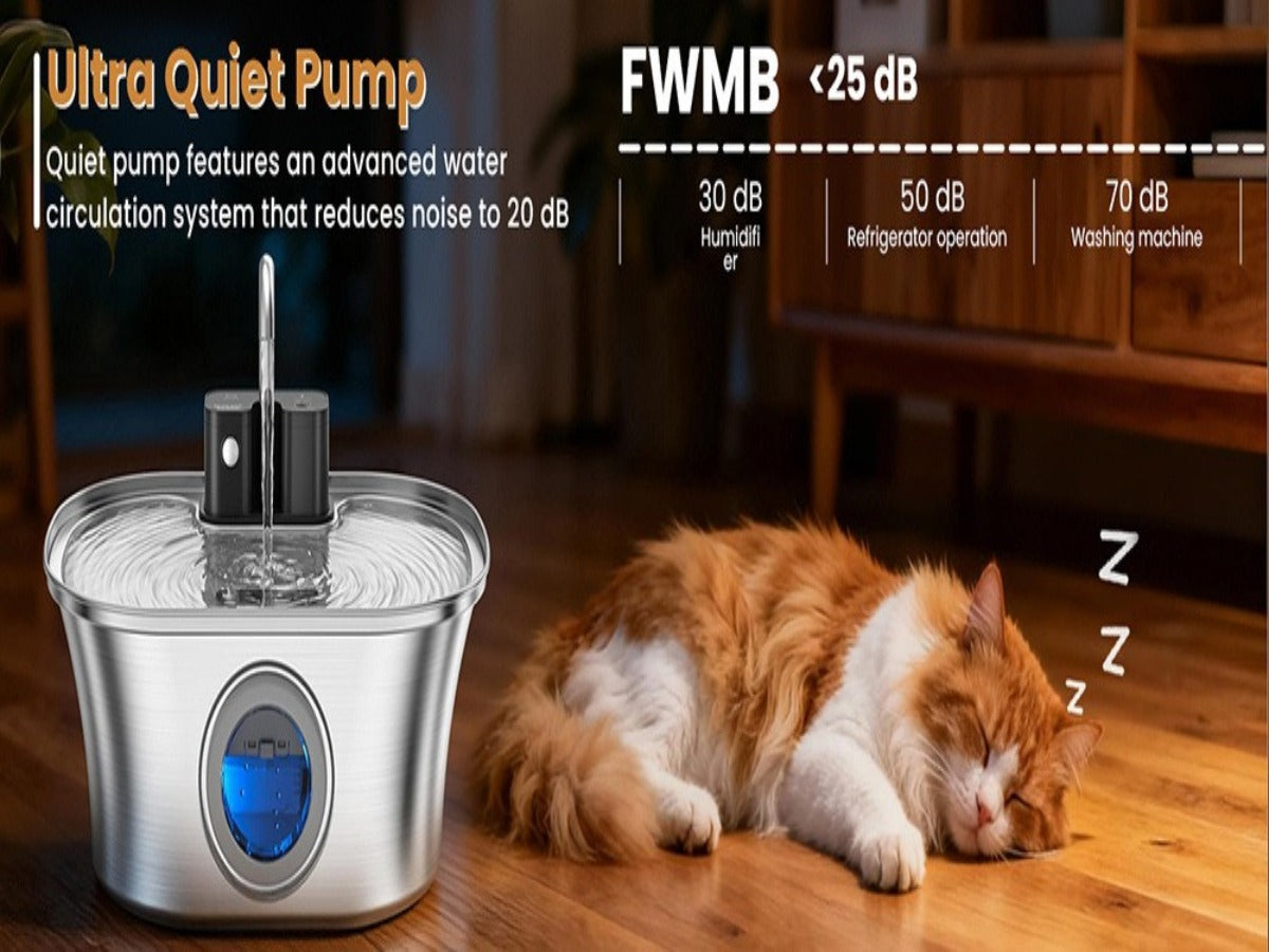 3.2L Stainless Steel Wireless Pet Fountain – 4200mAh, Ultra-Quiet <25dB, 3 Smart Modes