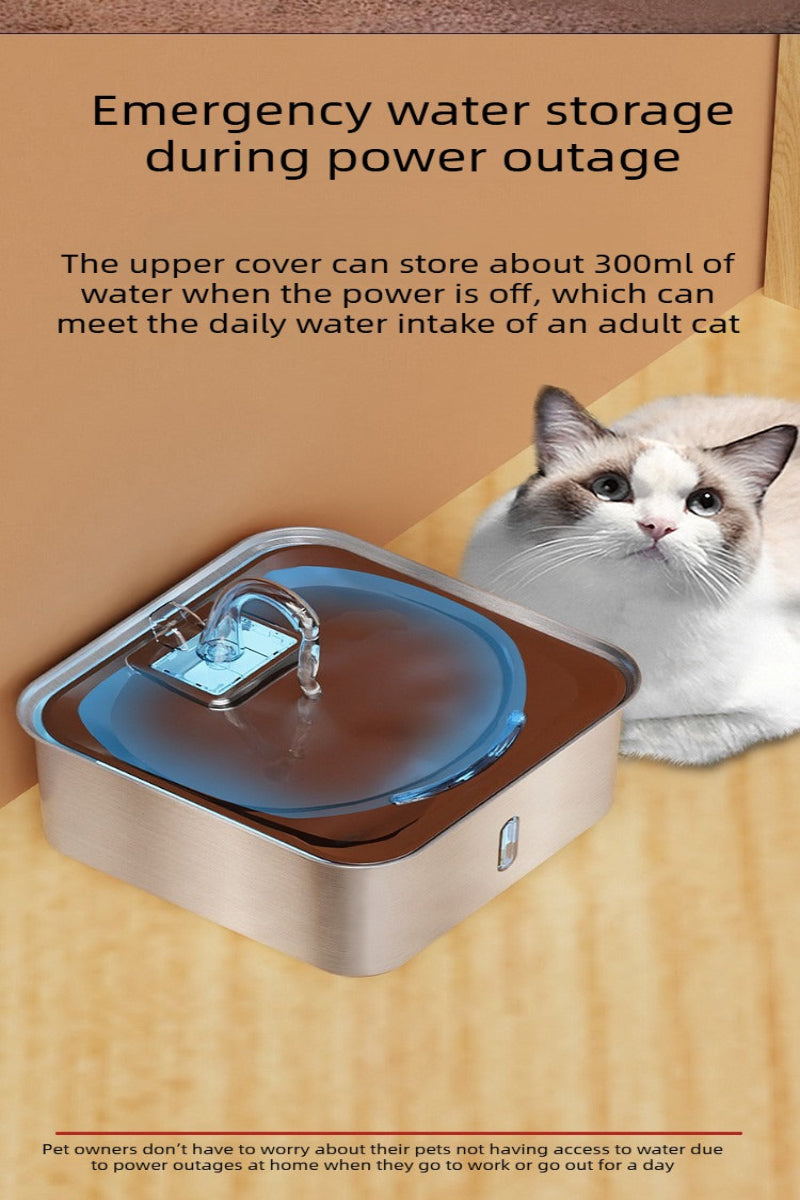 7L Stainless Steel Pet Water Fountain – 180° Infrared Sensor, 4-Stage Filtration, Ultra-Quiet