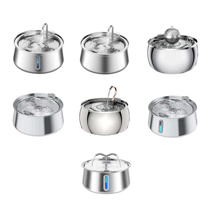4L Copper Pipe Stainless Steel Pet Fountain – ≤20dB Ultra-Quiet, Multi-Stage Filtration