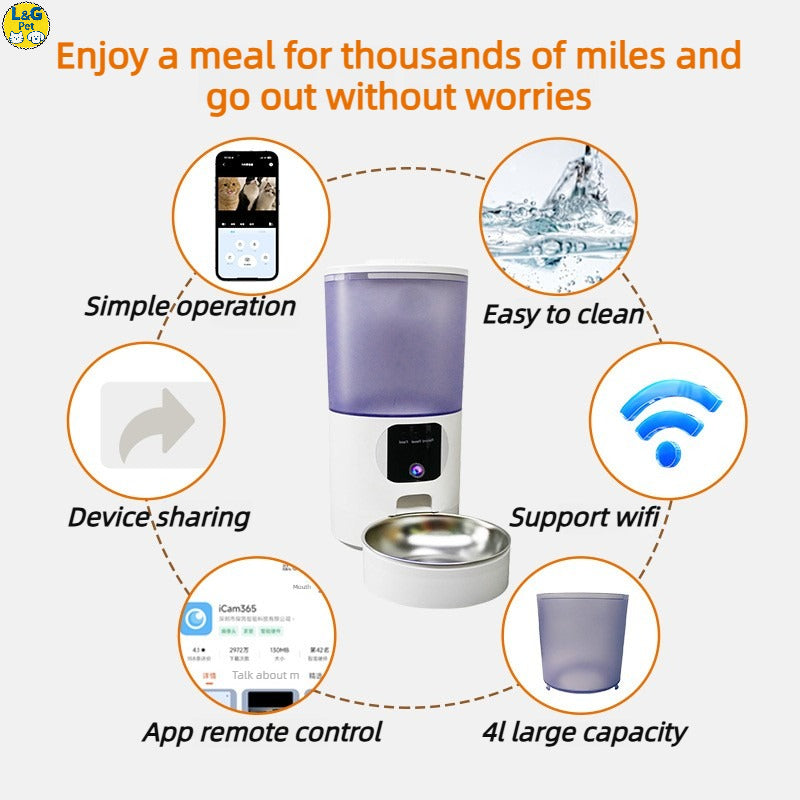 6L Smart Pet Feeder with 3.0MP HD Camera & Two-Way Audio – APP Control, 10-User Sharing, Perfect for Cats & Dogs