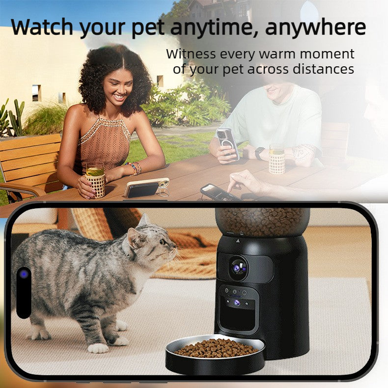 6L Automatic Pet Feeder with HD Camera & Two-Way Audio – APP Controlled, Laser Toy, Perfect for Cats & Small Dogs