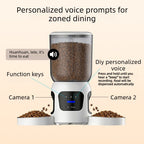 Dual HD Cameras with Combined 180° Ultra-Wide Field of View on Dual-Bowl Pet Feeder